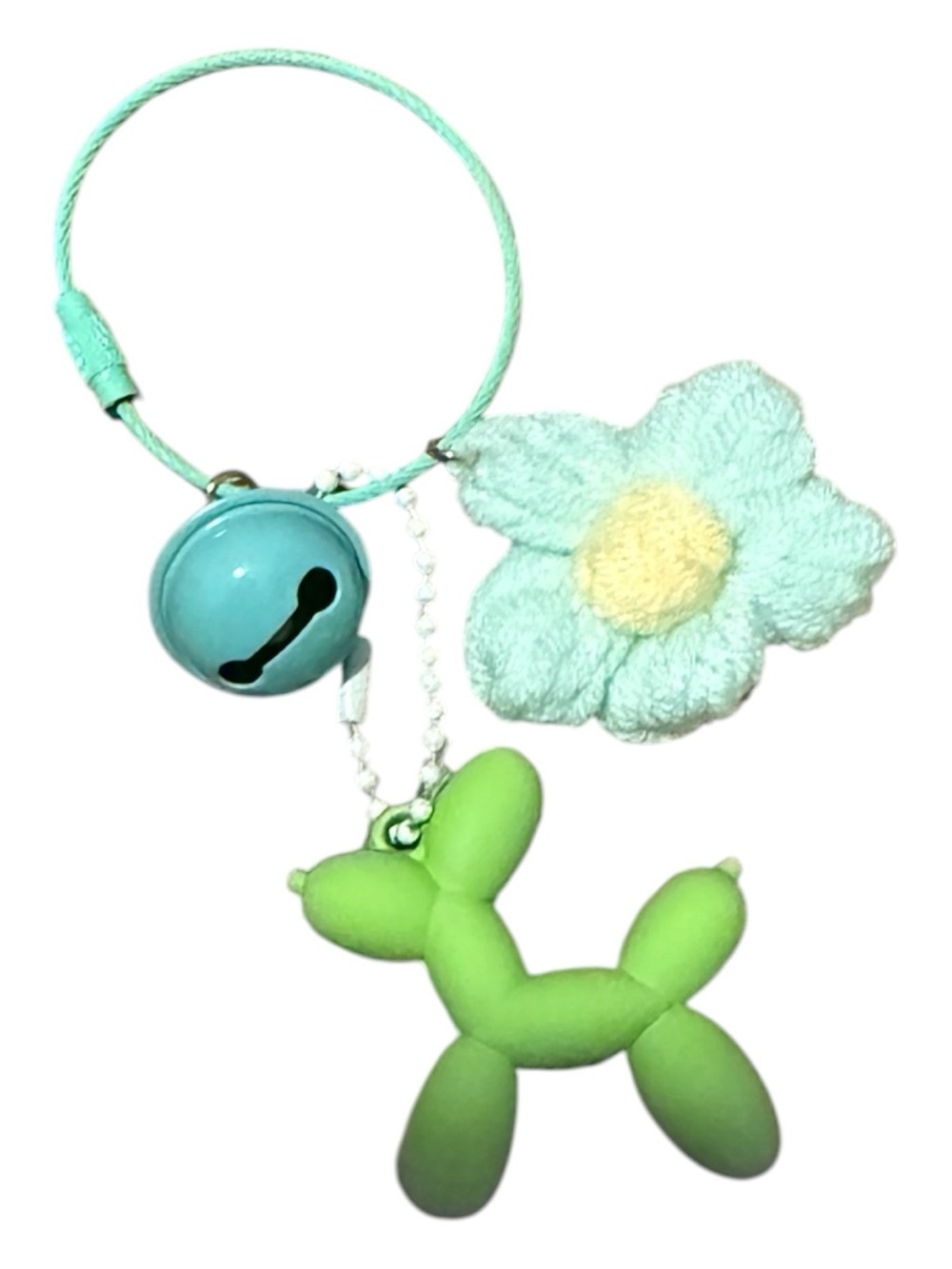 Mint Green Kids Bag Charm with Bell, Daisy & Balloon Dog